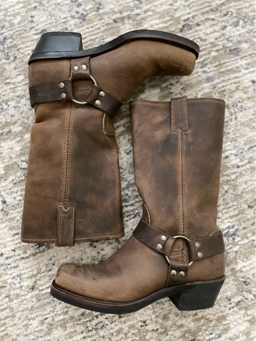 Frye 12R Harness Boots 77300 Chocolate Brown Leather Size 7.5